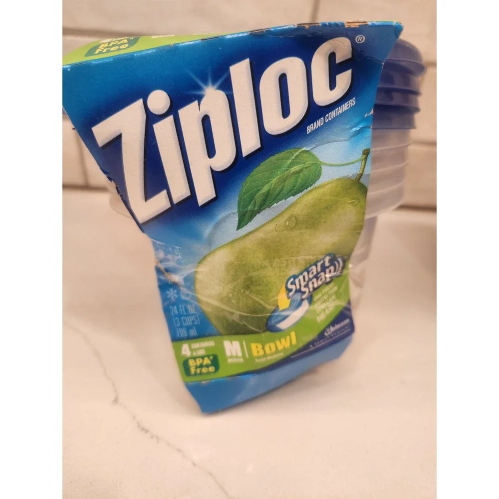 Lot of‎ 2 -Ziploc Twist n Loc 3-Pack Small Round & 4-Pack Med Smart Snap Bowls